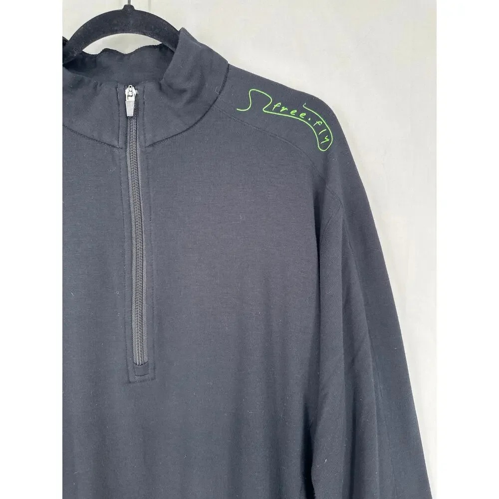 Free Fly Jacket Men XL Black 1/4 Zip Pullover Stretch Performance Bamboo Outdoor - Picture 4 of 7